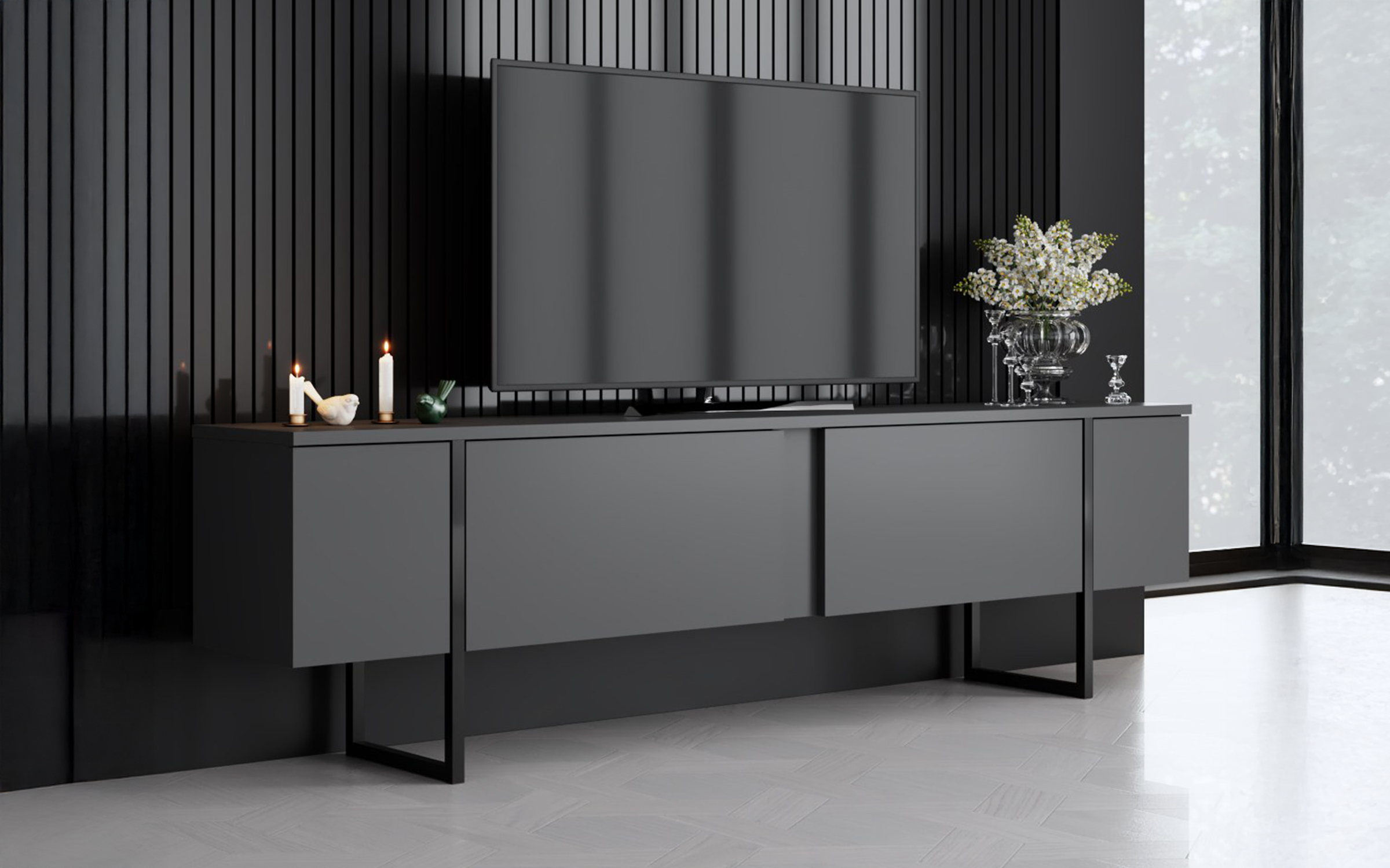 Set living Larso, antracit + negru  2